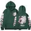zhedu Anime AOT Felpe con Cappuccio Pullover Casual Allentato Top Uomo Donna Felpe A Maniche Lunghe AOT Y2K Streetwear (Color 02,3XL)