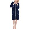 Aquarti Accappatoio Corto con Cerniera Maniche 3/4 Donna, Blu Scuro, L