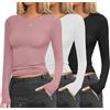 Ekouaer Thermal Maglia Termica Donna Intimo Manica Lunga Scollo Rotondo Base Layer 3pcs, S-XXL