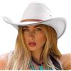 DRESHOW Cappello da Cowboy Donna Classico Cappello Western Retro a Tesa Larga con Fibbia e Cintura Cappelli Fedora in Feltro Arrotolati Unisex