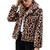 ZhuiKun Cappotto Corto da Donna in Pelliccia Sintetica Top Streetwear con Collo a Revers Stampa Leopardata Giacca in Peluche con Apertura Frontale - Leopardo, S