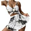 Generisch 20 bikini da donna con stampa senza maniche, costume da bagno tankini, bianco, L