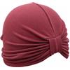 Melegari Berretto Turbante Donna Birgit | 100% Cotone Jersey | Tascabile | Made in Italy (bordò Chiaro)