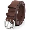 JasGood Cintura da uomo in pelle con doppia linguetta, stile casual, per lavoro, resistente, con doppia fibbia, ideale per jeans, C-marrone., 150cm: für Taillengröße unter 135cm