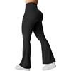 YEOREO Leggings da donna Kalie Flare Scrunch con vita a V e cross per yoga, nero, S