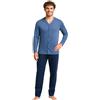 Leedya Pigiama Uomo Lungo in Cotone Invernale Interlock 100% - Stile e Comfort - Pigiama Morbido per Le Notti Invernali - Polsini No Stress