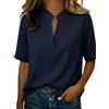 Generic Camicetta da Donna a Maniche Corte con Scollo a V (Dark Blue,XL)