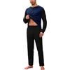 Aseniza Pigiama da Uomo Invernale Cotone Maniche Lunghe Caldo Loungewear Lungo Blu Scuro L