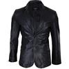 Infinity Leather Giacca da Uomo in Vera Pelle Stile Blazer con 2 Bottoni Slim Fit Classica - Nero XS