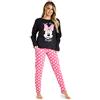 Disney Pigiama Donna - Pigiama Donna Cotone Lungo in Cotone S-XL Pigiami Due Pezzi Stitch Minnie IH Oh - Regali Donna (Nero/Rosa Minnie, S)