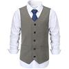 Allthemen Gilet da Uomo a Spina di Pesce con Scollo a V Gilet Formale Classico in Lana basic per Matrimonio