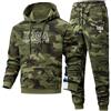 Generisch Tuta da jogging da uomo, mimetica, militare, da jogging, set da 2 pezzi, tuta sportiva, felpa con cappuccio e pantaloni da jogging, abbigliamento sportivo Activewear per attività all'aria