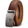 KEMISANT Cintura Uomo, Cintura Pelle con Chiusura Automatica a Cricchetto per Tailleur,Larghezza 35 mm,Taglia Regolata(Fulvo,115cm/32-38 vita regolabile)