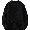 Generisch Cappotto Uomo Nero Semplice Maglione Girocollo Cappotto Grigio Con Collo di Pelliccia, Nero , L