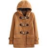 Generic Cappotto di lana con cappuccio con bottoni in corno tinta unita da donna Giacca calda spessa e ampia (Beige,XL)