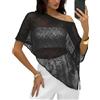 JYIXXZX Poncho da Donna Velato Lavorato a Maglia, Trasparente Asimmetrico Coprispalle, Mantella Leggera Scialle Traforata, Estivo Poncho da Spiaggia, Elegante Protezione Solare Moda Copricostume Mare Stola