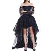 EUDOLAH Donna Bustino Cocktail Party Corsetto Halloween Body Steampunk Vintage Abito Elegante da Sera in Pizzo Floreale Top Ballo(D-Nero,XXL)