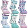 hometrixx 6 Paia Calze In Cotone Traspirante Bambina Calzini Corti Coda Di Sirena Colorata Con Squame Verdi, Viola E Rosa Calzini Alla Caviglia 5-8 Anni