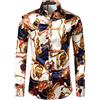 PARKLEES - Camicia da uomo casual di lusso con stampa, in raso satinato con bottoni per festa e matrimonio, M