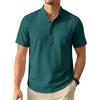 Enlision Camicia Lino Uomo Manica Corta Camicie Estive Uomo Collo Coreana Elegante Casual Spiaggia Ampia Maglietta Lino con Bottoni Henley Shirt