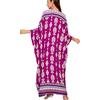 YOUKD Summer Print Floral Long Kaftan Bohemian Beach Swimsuit Cover Up Plus Size Dress for Women