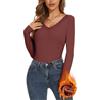 WOWENY Maglia Termica a Maniche Lunghe da Donna, Calda, con Scollo a V, Termica, da Donna, a Maniche Lunghe, Funzionale