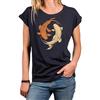 MAKAYA Maglietta Yoga Donna Maniche Corte Top con Stampa Yin Yang Design Zen Meditazione Giapponese Sushi T-Shirt Casual