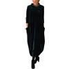 Generic Vestiti lunghi in velluto per donna, abito da festa a maniche lunghe tinta unita, abito da cocktail elegante con scollo tondo, abiti lunghi larghi da donna, abito tunica, abiti casual plus size con
