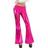 Generisch Pantaloni a zampa da donna anni 70, pantaloni scintillanti, pantaloni in tessuto dorato, pantaloni a vita alta, pantaloni eleganti da tempo libero, pantaloni scintillanti, pantaloni