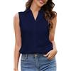 SPRING SEAON Camicetta da donna senza maniche, elegante con scollo a V, leggera, con bottoni, per ufficio e tempo libero, traspirante, design casual e di alta qualità