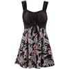 Wantdo Costume Intero Donna Taglie Forti Vita Alta Stampa Begonia 52-54