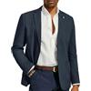 PJ PAUL JONES Giacca sportiva da uomo, casual, in cotone e lino, leggera, con 2 bottoni, sfoderata, Grigio e blu, S