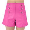 JOPHY & CO. Pantaloncini Ecopelle Donna Vita Alta (cod. 6632) (L, Fucsia)