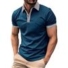 generic Polo da uomo a maniche corte con taschino sul petto tinta unita polo golf estate maglietta uomo manica corta uomo manica corta risvolto colore blocco button down camicia tennis, Blu, S
