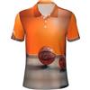 YANYU Polo da basket arancione con stampa a maniche corte da uomo regali estivi sport abbigliamento quotidiano varie occasioni, nero, 4XL