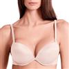 LORMAR Extra Double Reggiseno Fascia Imbottito con Ferretto - Super Push-Up +2 Taglie, Microfibra Lucida Effetto Seta, Spalline Staccabili (Talco Shin, 3B)