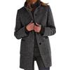 Generic Trench da donna autunno inverno caldo e comodo cappotto in misto lana sciolto casual colletto rialzato monopetto lungo blazer giacche antivento pisello cardigan soprabiti, 1#nero, M