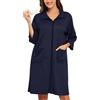 Lovasy Kimono Corto da Donna con Cerniera Accappatoi in Maglia Waffle Vestaglia kimono Morbido e Leggero al Ginocchio Accappatoio con tasche