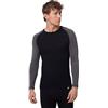 DANISH ENDURANCE Maglia Termica Uomo in Lana Merino, Manica Lunga, per Sci, Trekking, Escursionismo con o Senza Chiusura Zip, Black/Dark Grey, XL