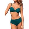 JFAN Costume da Bagno Donna Due Pezzi Bikini Push Up Scollo a V Costumi da Mare Donna Bikinis con Armatura