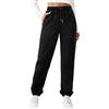 Zeagoo Pantaloni Tuta Donna con Vita Alta Sportivi e Tasche Autunno Inverno | Jogging Donna Tinta Unita, Pantaloni Vita Alta con Laccio Larghi, Pantaloni Caldi per l'Inverno, S-XXL