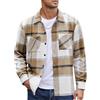 MakingDa - Camicia da uomo in flanella, a maniche lunghe, calda e spessa, a quadretti, con bottoni, casual, invernale, motivo scozzese, con tasche, cachi, 4XL