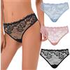 Curve Muse Da Donna Sexy Pizzo Bikini Hipster Mutandine Biancheria Intima-Confezione da 3-Rosa, Blu, Nero-50/52