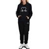 Generico Tuta Donna Sportiva Elegante Set di felpa con cappuccio da donna con stampa e pullover a maniche lunghe con tasche e pantaloni sportivi combinati Top Corto