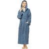 Arus Accappatoio da donna con cappuccio, llunghezza alla caviglia, 100% cotone spugna, Blu Grigio, L-XL lunghe