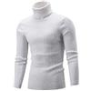 GUOCU Uomo Autunno Inverno Manica Lunga Collo Alto Maglione Tinta Unita Slim Fit Classico Casuale Maglia Pullover Tops Bianco M