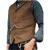 AeoTeokey - Gilet da uomo classico in lana e tweed, senza maniche, stile casual, a spina di pesce, per smoking, Marrone, L