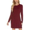 QUNERY Vestito Donna Invernale Elegante,Abito in Maglia Manica Lunga Collo Alto per Autunno,Vestiti Maglione Elasticizzato Casual E-Vino Rosso M