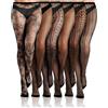 Bencailor 6 Paia Collant Fantasia Donna a Vita Alta Calze a Rete a Righe con Motivo per Donna leggings a Rete per Halloween
