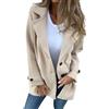 Yancremio Classico Cappotto in Misto di Lana da Donna Autunno e Inverno Moda Monopetto Trench Casual Giacca Sciolto Business Elegante Cappotto a Maniche Lunghe (Beige,S)